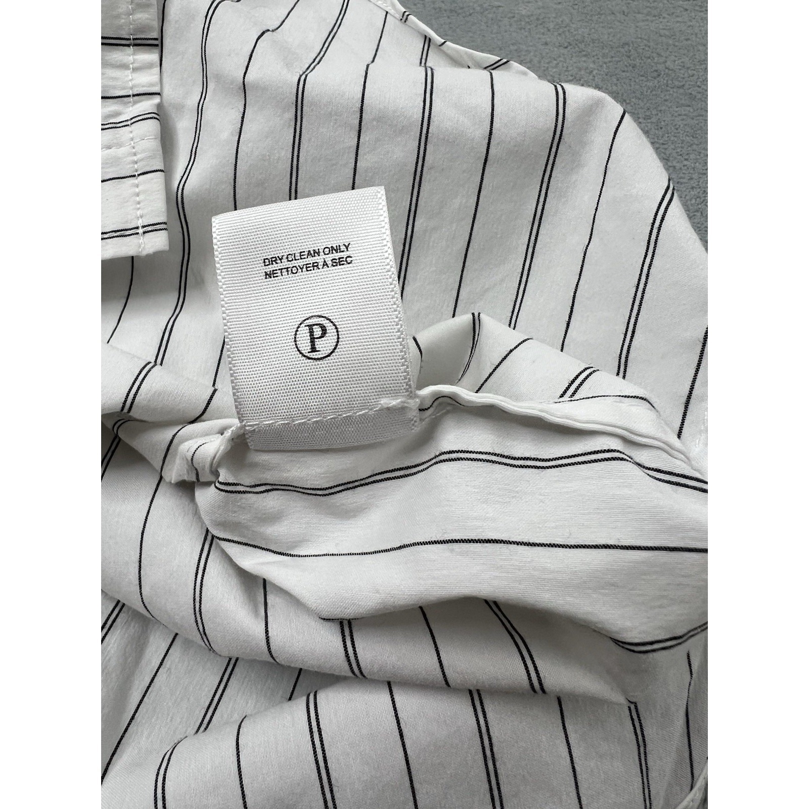 Brochu Walker Essential Shirt Womens Small White Oxford Black Pinstriped Jcp388 — image 5 of 8